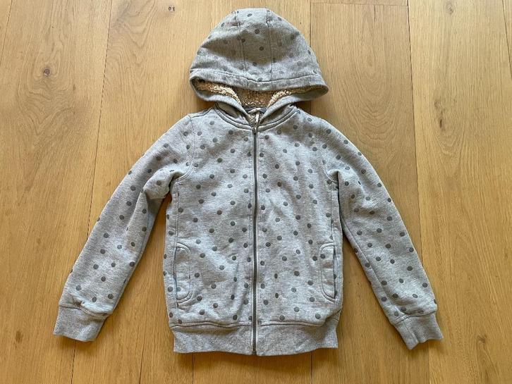 Hema gevoerd vest, maat 134-140, grijs capuchon trui, Kinderen en Baby's, Kinderkleding | Maat 134, Gebruikt, Meisje, Trui of Vest