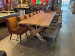 Tafel met 16 stoelen tafel lang 4,50 mtr, Huis en Inrichting, Tafels | Eettafels, Ophalen