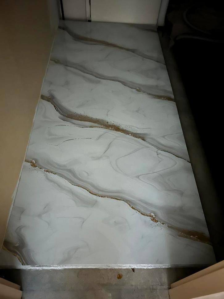 Restant wandpanelen marmerlook, Doe-het-zelf en Verbouw, Platen en Panelen, Nieuw, Ophalen