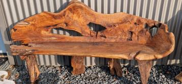 Aanbieding! unieke wortelhout teak tuinbankjes en stoelen beschikbaar voor biedingen