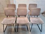 6 Prachtige Grijze Velours Eetkamerstoelen, Huis en Inrichting, Stoelen, Ophalen, Gebruikt, Metaal, Vijf, Zes of meer stoelen