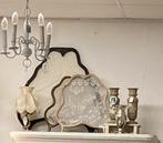 2x Brocante houten raamhor / hanglamp / opaline vazen, Antiek en Kunst, Ophalen of Verzenden