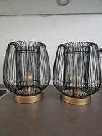 2 tafellampen, zwart draad staal, goud, 28 cm hoog, Ophalen of Verzenden, Zo goed als nieuw, Minder dan 50 cm