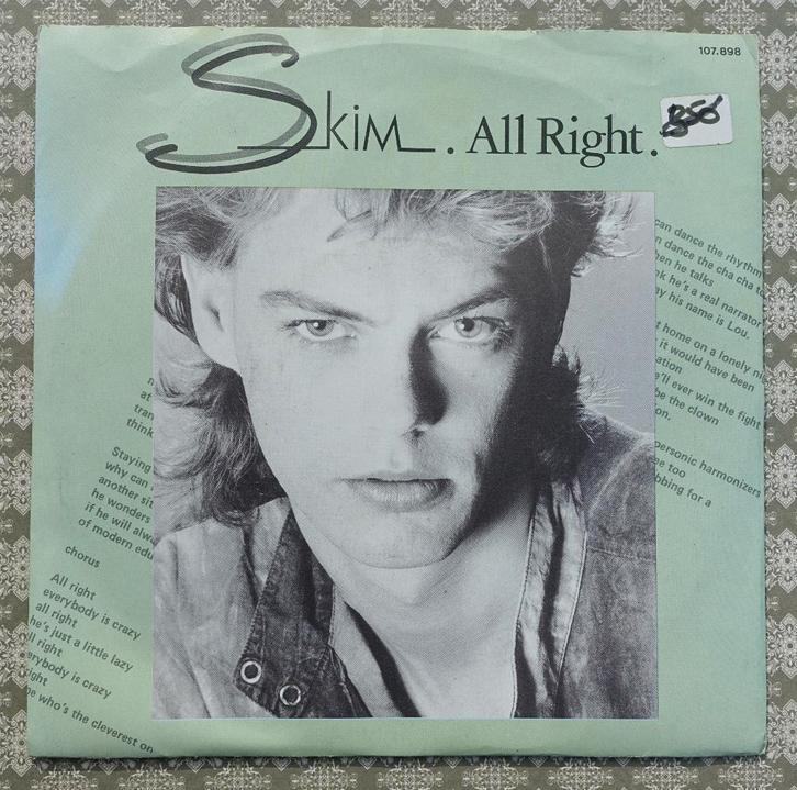 skim - all right, Cd's en Dvd's, Vinyl Singles, Zo goed als nieuw, Single, Overige genres, 7 inch, Ophalen of Verzenden