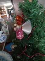 antieke glazen kerstbal Engel met Spunglass vleugels op clip, Gebruikt, Ophalen of Verzenden