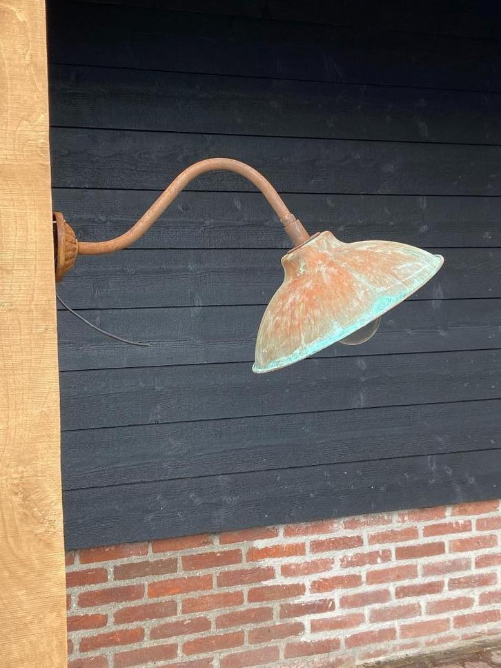 hanglamp, stallamp, buitenlamp, Huis en Inrichting, Lampen | Hanglampen, Zo goed als nieuw, Glas, Metaal, Ophalen of Verzenden
