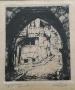 Originele ets Anton Pieck, Poortje Hildesheim 12/50 gesign., Ophalen of Verzenden