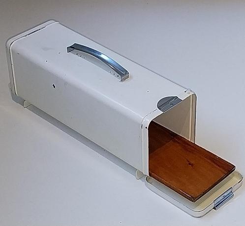 Witte Brabantia-peperkoekdoos met snijplank, jaren 70, Antiek en Kunst, Antiek | Emaille, Ophalen of Verzenden