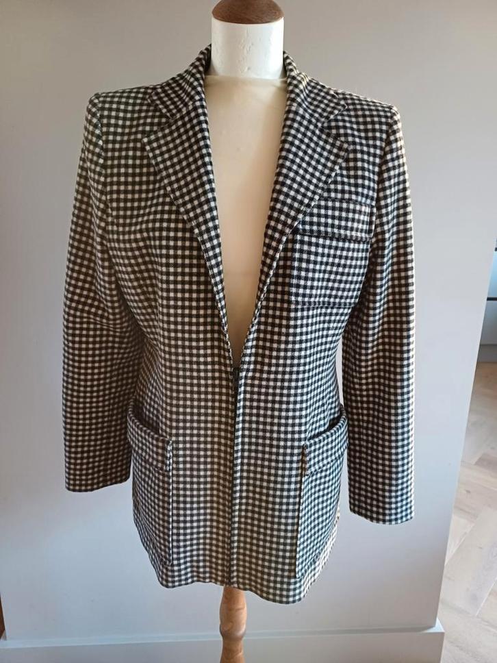 Geruite Blazer - Hans Erras - maat 38, Kleding | Dames, Jasjes, Kostuums en Pakken, Zo goed als nieuw, Jasje, Maat 38/40 (M), Zwart