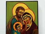Icoon handbeschilderd Heilige Familie Maria Jozef en Jezus, Antiek en Kunst, Ophalen of Verzenden