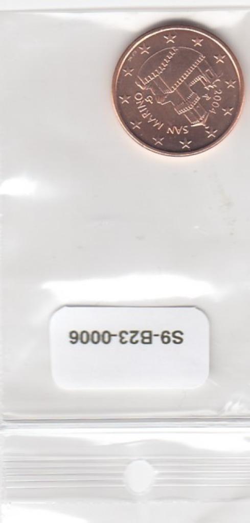 S9-B23-0006-M33 San Marino 5 Cent UNC 2004 KM442, Postzegels en Munten, Munten | Europa | Euromunten, 5 cent, San Marino, Verzenden