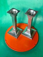 Vintage art deco kandelaren aluminium set van 2, Antiek en Kunst, Ophalen of Verzenden, Overige materialen