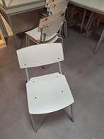Witte tafels en stoelen (16 stoelen, 3 tafels), Gebruikt, Wit, Ophalen of Verzenden, Modern