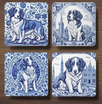 Kooikerhondje Delfts Blauw onderzetters met houder beschikbaar voor biedingen
