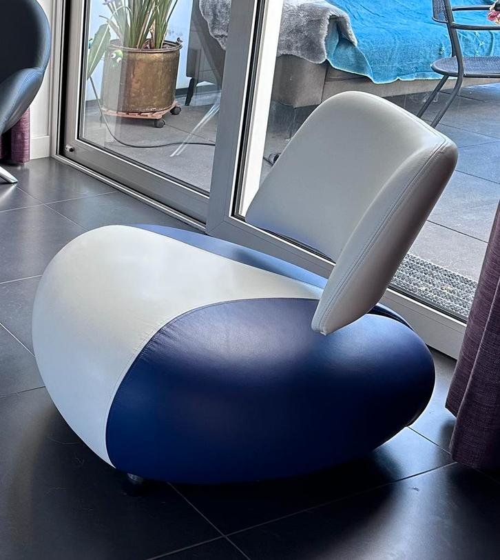 Leolux Pallone Pa Stoel - in nieuwstaat!, Huis en Inrichting, Stoelen, Zo goed als nieuw, Eén, Leer, Blauw, Ophalen