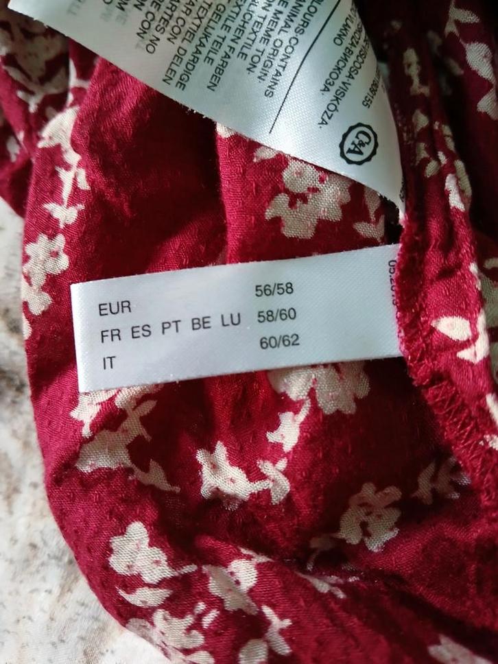 Rood met witte bloemen tuniek.  Maat 56/58., Kleding | Dames, Grote Maten, Nieuw, Blouse of Tuniek, Rood, Ophalen of Verzenden