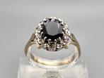 Gouden Vintage ring edelsteen saffier en diamant. 2025/855., Zwart, Ophalen of Verzenden, Zo goed als nieuw, .