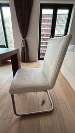 Leren eetkamerstoelen - Wit / Crèmekleurig - 6 stuks, Huis en Inrichting, Stoelen, Ophalen, Gebruikt, Wit, Leer