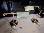 2 grote vintage brass bankers lampen, Huis en Inrichting, Lampen | Tafellampen, Ophalen, Zo goed als nieuw, Minder dan 50 cm
