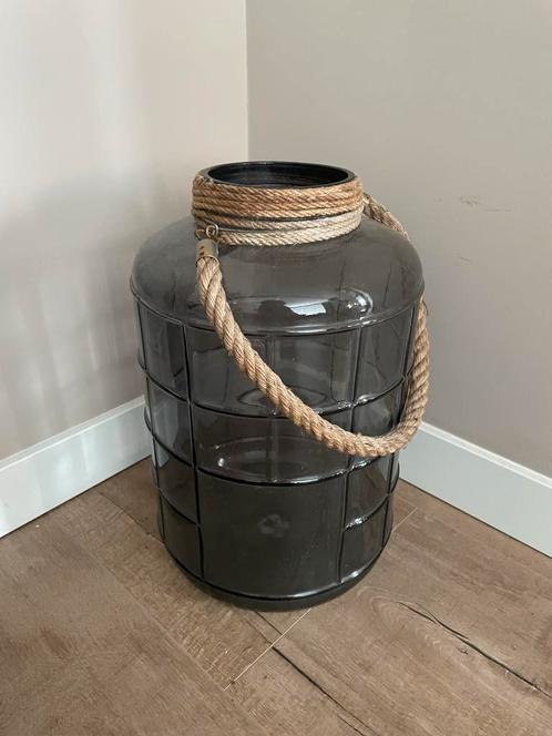 Glazen Windlicht met Touw Hengsel, Huis en Inrichting, Woonaccessoires | Vazen, Zo goed als nieuw, Overige kleuren, Minder dan 50 cm