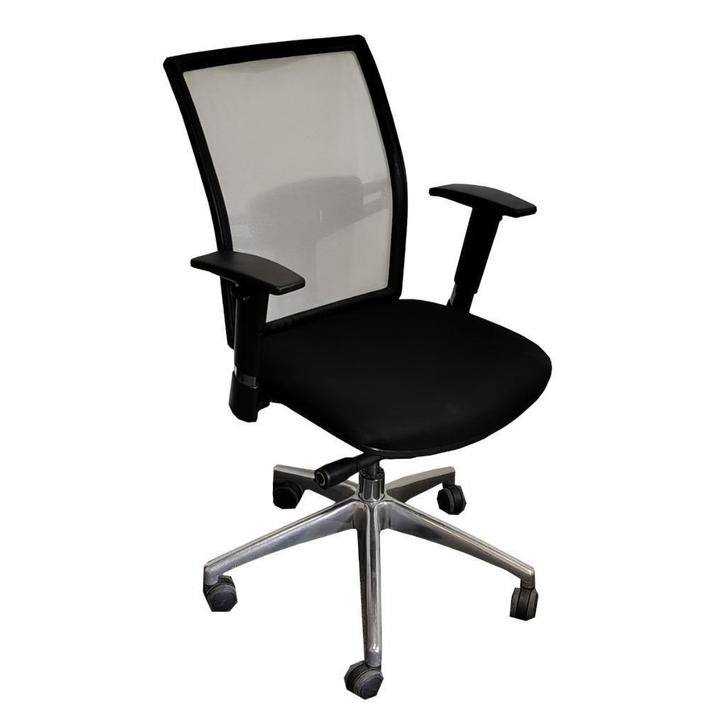 Rhea NEN1335 Bureaustoel Zwart Wit Netweave Chroom, Huis en Inrichting, Bureaustoelen, Gebruikt, Bureaustoel, Zwart, Ergonomisch