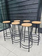 6 Kitchen Trend barkrukken zwart metaal met houten zitting, Huis en Inrichting, 2 krukken, Ophalen, Zo goed als nieuw, Metaal