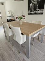 Te koop aangeboden eettafel met stoelen en salontafel, Huis en Inrichting, Tafels | Eettafels, Ophalen, Gebruikt, Vijf personen of meer