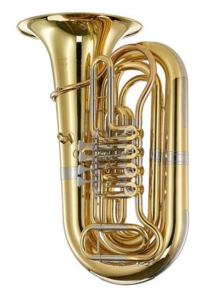 Bes Bas 'student' 4 cilinderventielen als nieuw, Muziek en Instrumenten, Blaasinstrumenten | Tuba's, Zo goed als nieuw, Bes-tuba