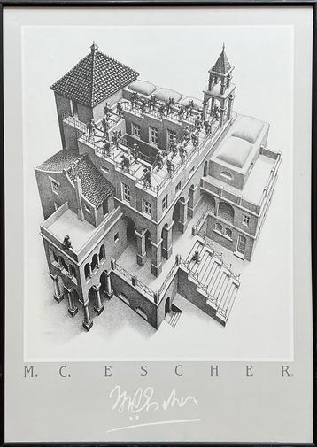 M.C.Escher, Stijgen en Dalen, ingelijst beschikbaar voor biedingen