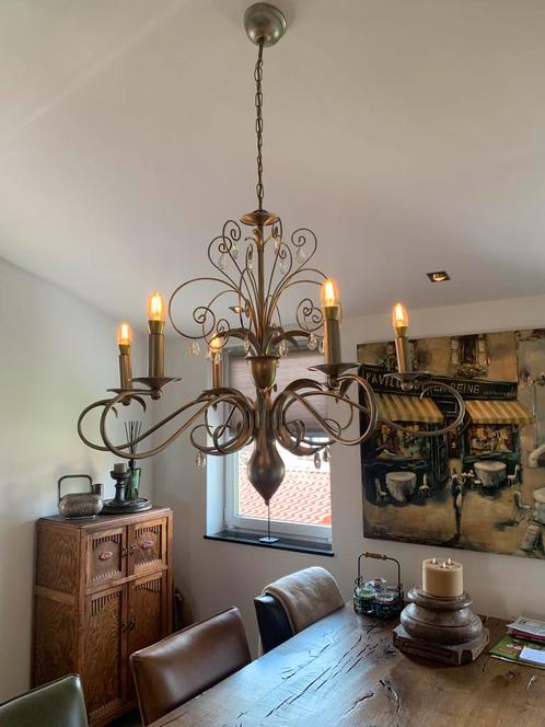 Goud/ bronzen kroonluchter, Huis en Inrichting, Lampen | Kroonluchters, Ophalen
