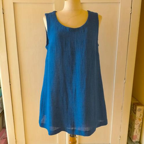 AÏno kobalt blauwe  linnen mini jurk / lange tuniek M, Kleding | Dames, Jurken, Zo goed als nieuw, Maat 38/40 (M), Blauw, Boven de knie