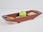 Vintage fruitmand broodmand teak pitriet Deens design ’60, Gebruikt, Rechthoekig, Mand, Ophalen of Verzenden