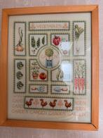 Geborduurde Tuin Voorstelling in Houten Lijst, Oorspronkelijke maker, Ophalen of Verzenden, Zo goed als nieuw, Schilderij