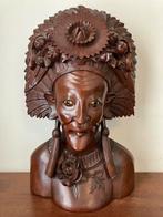 Buste hout bali vrouw danseres, Ophalen of Verzenden