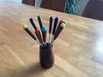 Retro Houten Cocktailprikkers Set, Huis en Inrichting, Ophalen of Verzenden, Zo goed als nieuw, Hout, Los bestek