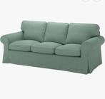 Ektorp 3-zits hoes - zacht grijsgroen fluweel, Ophalen, Rechte bank, Stof, Driepersoons