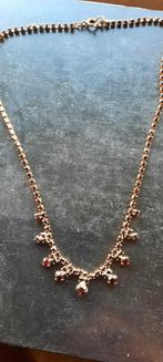 Vintage  ketting/collier/choker,doublé goud met granaatjes., Ophalen of Verzenden, Zo goed als nieuw, Met edelsteen, Goud