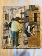 Westraven Utrecht Plaquette - Bouwplaats Scène, Antiek en Kunst, Antiek | Wandborden en Tegels, Ophalen of Verzenden