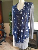 Dolce Vita blauw wit jurk lange tuniek L 42 Gratis verzenden, Maat 42/44 (L), Knielengte, Dolce Vita, Gedragen