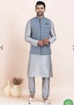 Stijlvolle blauwe heren kurta set - Maat M, Onbekend, Ophalen of Verzenden, Zo goed als nieuw, Maat 48/50 (M)