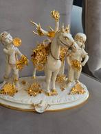 2 Capodimonte beelden van paarden met bladgoud, Antiek en Kunst, Ophalen