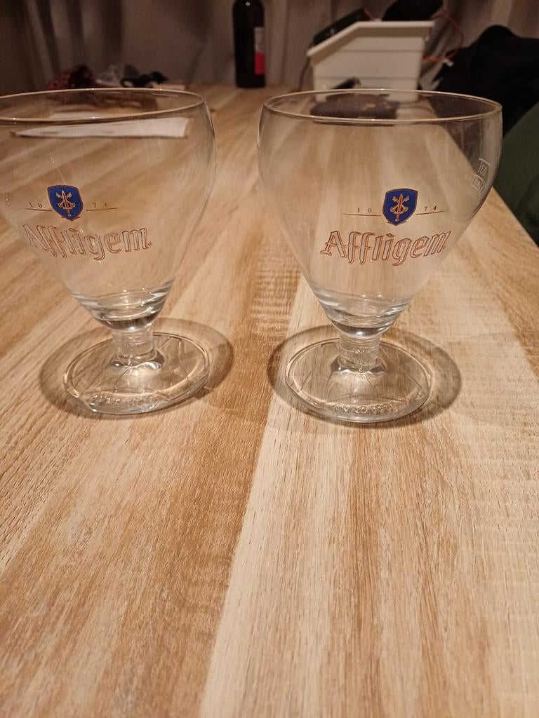 Affligem Bierglazen - Set van 2, Ophalen of Verzenden, Zo goed als nieuw, Overige materialen, Los bestek
