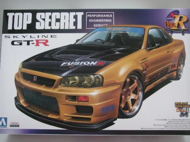 Modelbouw Nissan Skyline GTR R34 Top Secret bouwmodel 1:24, Hobby en Vrije tijd, Modelauto's | 1:24, Nieuw, Auto, Overige merken