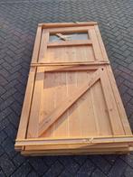 Lariks Douglas deur met bovenraam en kozijn (B-keus), Ophalen, 80 tot 100 cm, Garagedeur, Zo goed als nieuw