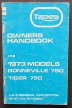 Triumph Owner's Handbook 750cc twins - UK & Export ed. 1973, Motoren, Triumph