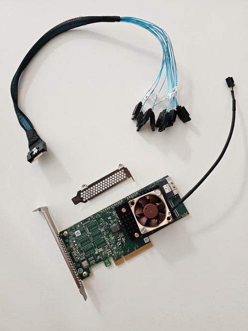 Broadcom LSI SAS 9500-8i Triple Mode HBA met SFF-8087 kabel, Computers en Software, Overige Computers en Software, Zo goed als nieuw