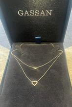 14 karaat Witgoud en diamant hart ketting / Gigi by Gassan, Ophalen of Verzenden, Zo goed als nieuw, Wit, Goud