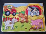 Houten puzzel boerderij, voor 1-2 jaar, Gebruikt, Ophalen of Verzenden, Van hout, Minder dan 10 stukjes