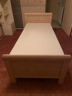Eiken Eenpersoonsbed met Matras & Topper, Ophalen, 90 cm, Eenpersoons, Bruin
