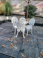 Mooi wit tuinsetje met 4 stoelen, Tuin en Terras, 4 zitplaatsen, Kunststof, Gebruikt, Ophalen of Verzenden